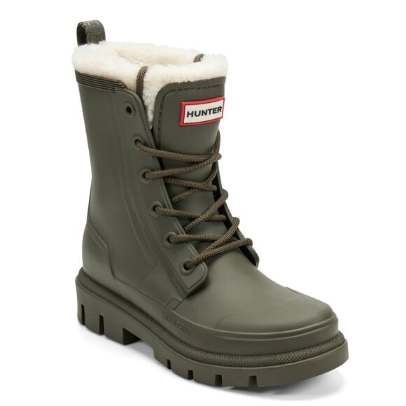 Hunter Women's Diana Insulated Lace-Up Waterproof Booties in Medium Green - Picture 2 of 8